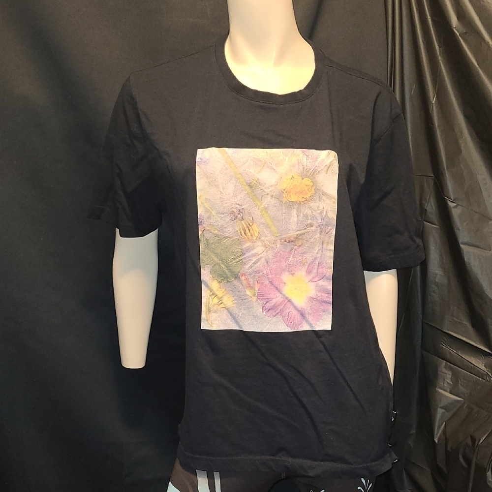 TED BAKER Black T-Shirt with Floral Graphic SIZE 6